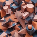 AI generated abstract artwork depicting variety shapes in 3D format