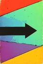 Colorful Abstract Background With Bold Black Arrow Pointing Right Across Geometric Shapes Royalty Free Stock Photo