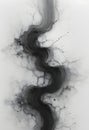 Abstract Black Ink Flow Creating Organic Cracks On Minimal White Background Royalty Free Stock Photo