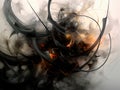 Black and orange smoke and fire abstract design expressive art