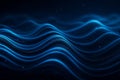 AI generated abstract blue data wave flow with glowing layered curves and fine texture on dark background conveying technology Royalty Free Stock Photo