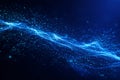 AI generated abstract blue digital wave formed by glowing particles and flowing light lines representing data energy technology Royalty Free Stock Photo