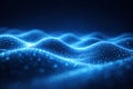 AI generated abstract blue digital waves formed by glowing particles flowing smoothly to express energy data motion innovation and Royalty Free Stock Photo