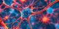 Abstract Cellular Structure Microscopic View of Intricate Network Vivid Hues of Blue Red and Orange