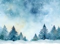 AI generated abstract Christmas forest watercolor background with room for copy Royalty Free Stock Photo