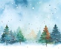 AI generated abstract Christmas forest watercolor background with room for copy Royalty Free Stock Photo