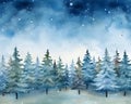 AI generated abstract Christmas forest watercolor background with room for copy Royalty Free Stock Photo