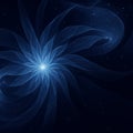 AI generated abstract cosmic blue flower form swirling with luminous energy in deep space expressing serenity mystery and inner Royalty Free Stock Photo