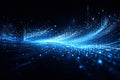 AI generated abstract data energy flow with glowing blue particles and light streams on dark background showing futuristic network Royalty Free Stock Photo