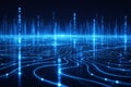 AI generated abstract digital landscape flowing data lines and vertical light streams representing big data processing digital Royalty Free Stock Photo