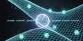 AI-Generated Abstract, Futuristic Digital Data Visualization with Glowing Spheres and Binary Code Royalty Free Stock Photo