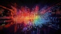 AI generated, Abstract Futuristic infographic with Visual data complexity, represent Big data concept, node base programming. Royalty Free Stock Photo