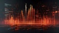 AI generated, Abstract Futuristic infographic with Visual data complexity, represent Big data concept, node base programming. Royalty Free Stock Photo