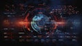 AI generated, Abstract Futuristic infographic with Visual data complexity, represent Big data concept, node base programming. Royalty Free Stock Photo
