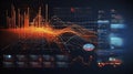 AI generated, Abstract Futuristic infographic with Visual data complexity, represent Big data concept, node base programming. Royalty Free Stock Photo