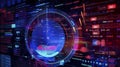 AI generated, Abstract Futuristic infographic with Visual data complexity, represent Big data concept, node base programming Royalty Free Stock Photo