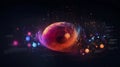 AI generated, Abstract Futuristic infographic with Visual data complexity, represent Big data concept, node base programming. Royalty Free Stock Photo