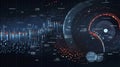 AI generated, Abstract Futuristic infographic with Visual data complexity, represent Big data concept, node base programming Royalty Free Stock Photo