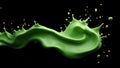 AI Generated Green Liquid Splash on Black Background Royalty Free Stock Photo