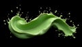 AI Generated Green Liquid Splash on Black Background Royalty Free Stock Photo