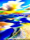 AI generated abstract image of a vivid, colourful landscape