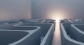 Abstract maze with light at the end, 3D rendering Royalty Free Stock Photo