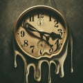 AI generated abstract realistic artwork of a melting clock