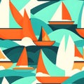 AI-generated Abstract Sailboats Ocean Waves Pattern Royalty Free Stock Photo