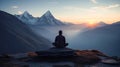 AI Generated An Adhikari meditating in the Himalayas a serene and spiritual scene Royalty Free Stock Photo