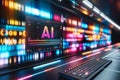 AI Powered Digital Interface with Vibrant Colors and Glowing Lights