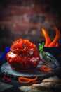 AI generated ajvar made from sweet bell peppers and eggplants