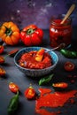 AI generated ajvar made from sweet bell peppers and eggplants