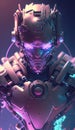 AI generated android robot in neon light Royalty Free Stock Photo