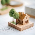 AI-generated Architectural Model House with Trees Royalty Free Stock Photo