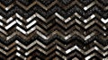 Ai Generated Art Black and Gold Sparkly Chevron pattern with. a Silver Glitter