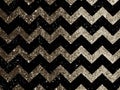 Ai Generated Art Black and Gold Sparkly Chevron pattern with. a Silver Glitter Shimmer