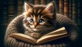 A Kitten\'s Quest for Knowledge: Studious Moments. Generative AI.