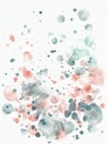 Ai Generated Watercolor Abstract Painting of Splashes of Various Sizes in Pastel Deep Green Blue and Pink Peach colors Royalty Free Stock Photo