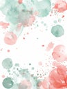 Ai Generated Watercolor Abstract Painting of Splashes of Various Sizes in Pastel Mint Sage Green and Pink colors Royalty Free Stock Photo