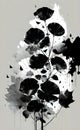 AI generated artistic illustration of a ginkgo biloba plant ink sketch