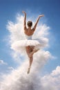 Powerful Ballet Dancer Jumping In The Sky Expressing Freedom Strength And Art Royalty Free Stock Photo