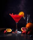 Sonian Seduction: Strawberry and Orange Muddle Martini Royalty Free Stock Photo