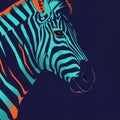 AI-generated artwork features a stylized zebra with vibrant blue and orange stripes Royalty Free Stock Photo