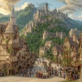 AI generated artwork of a medieval era countryside in Europe