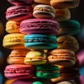 AI generated assorted selection of colorful macarons arranged in a stack