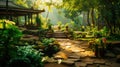 AI Generated Ayurvedic Garden Harmony Botanical Beauty and Serenity