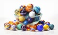 AI generated backdrop with colorful bowl of marbles