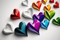 ai generated background of colorful hearts on white background, generative ai image