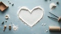 AI-generated Baking with Love: Heart Shape Flour Art on Rustic Table Royalty Free Stock Photo
