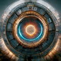 AI generated ball of fire at the centre of a chamber in large hadron collider Royalty Free Stock Photo